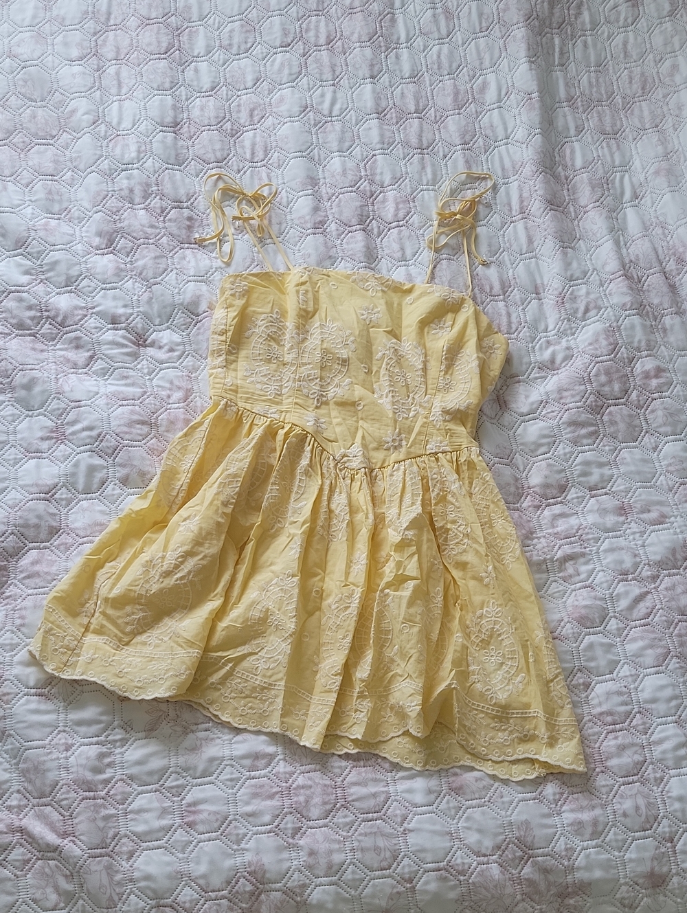 H&M Yellow Tie-Shoulder Mini Dress